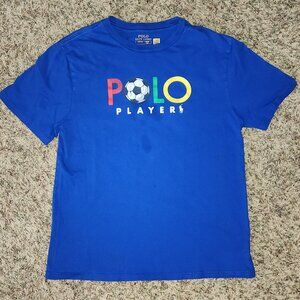 Polo Ralph Lauren Boys Short Sleeve Soccer Tee Shirt Size L (14-16) Dark Blue